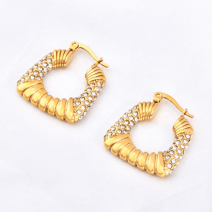 Wholesale 18K Gold Stainless Steel Cubic Zirconia Jewelry Geometric Trapezoid Earrings