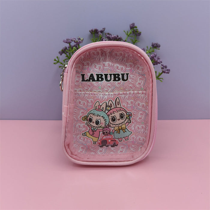 Wholesale Coin Purse Pendant Small Storage Bag Cartoon Canvas Double-Layer Transparent Cosmetic Storage Bag