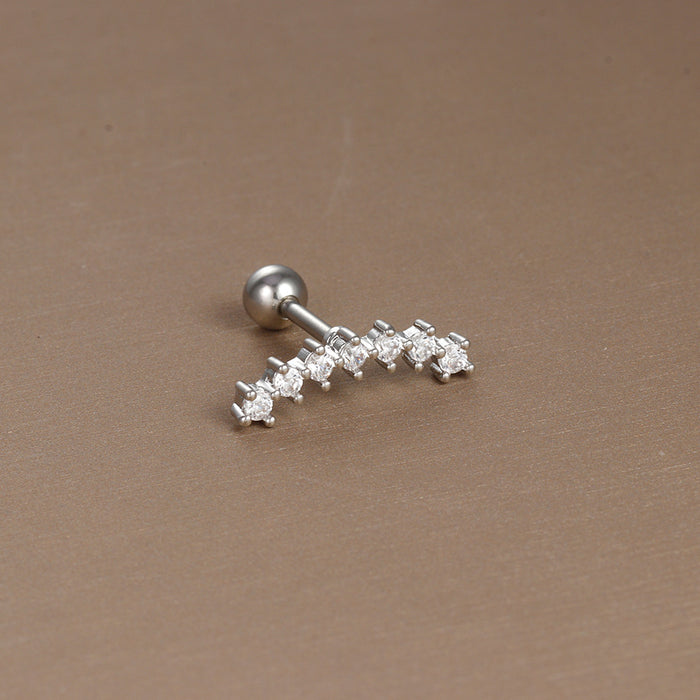 Wholesale Jewelry Stainless Steel Ear Nail Zircon Ball Screw Women