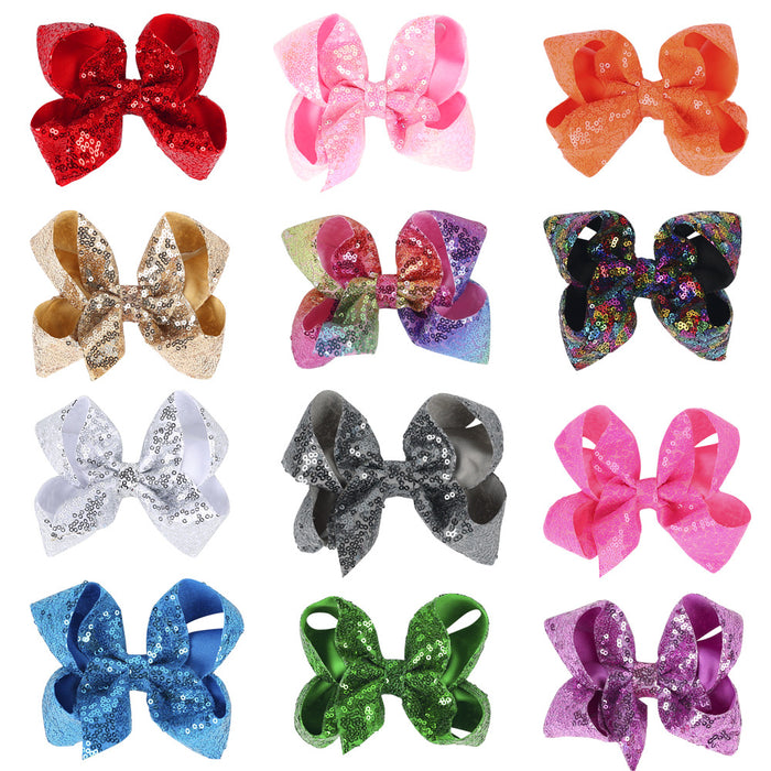 Wholesale Children's jewelry 5-inch sequin bow hair clip with hairpin