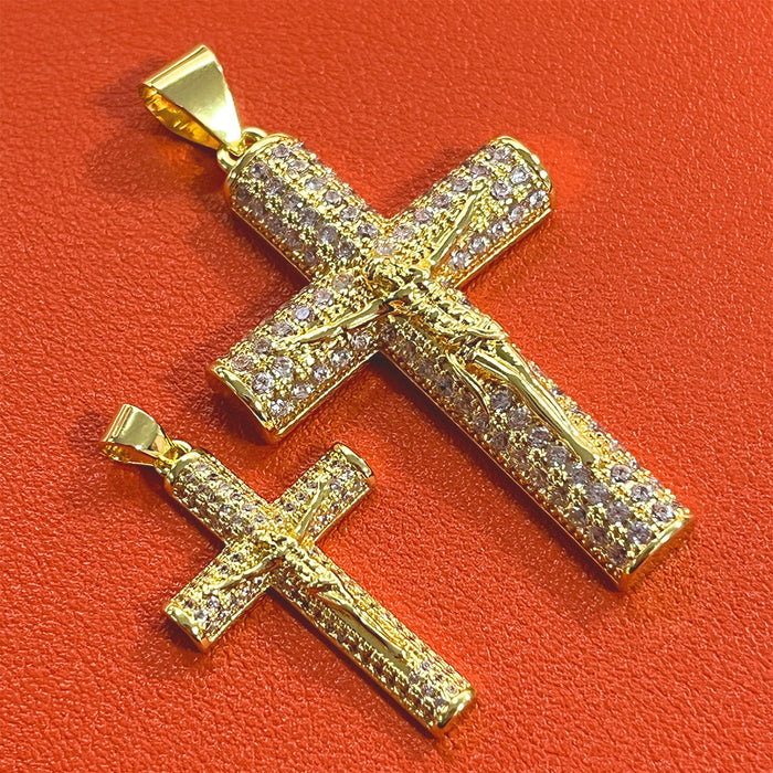 Wholesale Diamond-encrusted cross full diamond gold-plated pendant necklaces