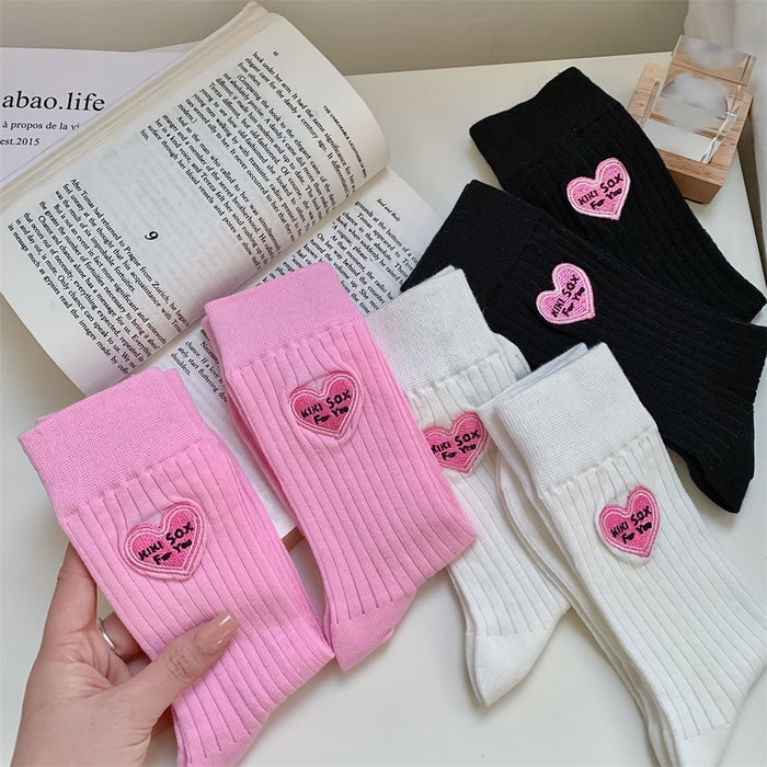 Wholesale Love Embroidered Socks for Children Spring/Summer New Style Thin Cotton Women's Middle Tube Women's Socks