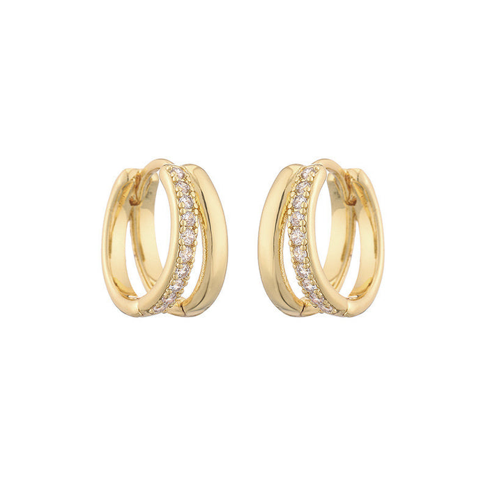 Wholesale Exquisite and compact full diamond earrings with a simple temperament, zircon earrings, fashionable and versatile earrings