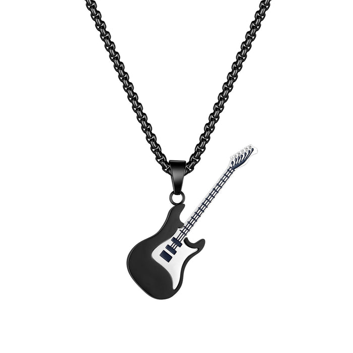 Wholesale Personalized and trendy stainless steel guitar pendant, street classic titanium steel necklace