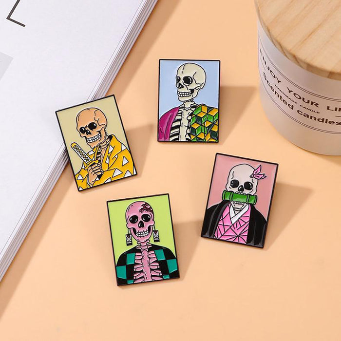 Wholesale  Skull Series Oil Drop Metal Badge Ghost Blade Cartoon Brooch Schoolbag Decoration Pin