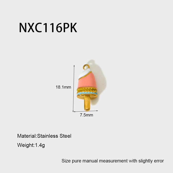 Wholesale Fashionable and cute colorful dripping oil ice cream popsicle pendant with gold-plated stainless steel DIY accessories