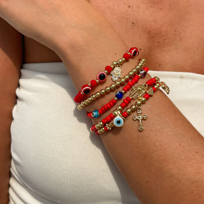 Wholesale  Sweet and Cool Retro Crystal Hand Jewelry Cross Love Pendant Design Irregular Bracelet