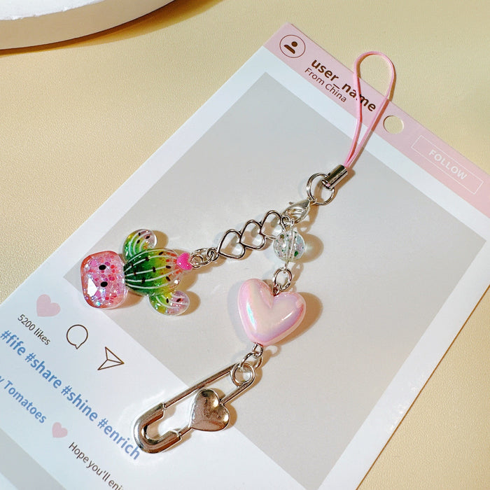 Wholesale Beaded Pendant Cute Girl Heart Mobile Phone Chain Bag Accessories
