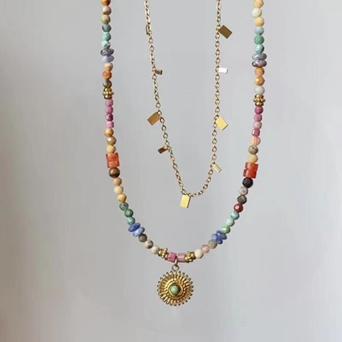 Wholesale Colorful bead necklace with a niche design for layering, collarbone chain