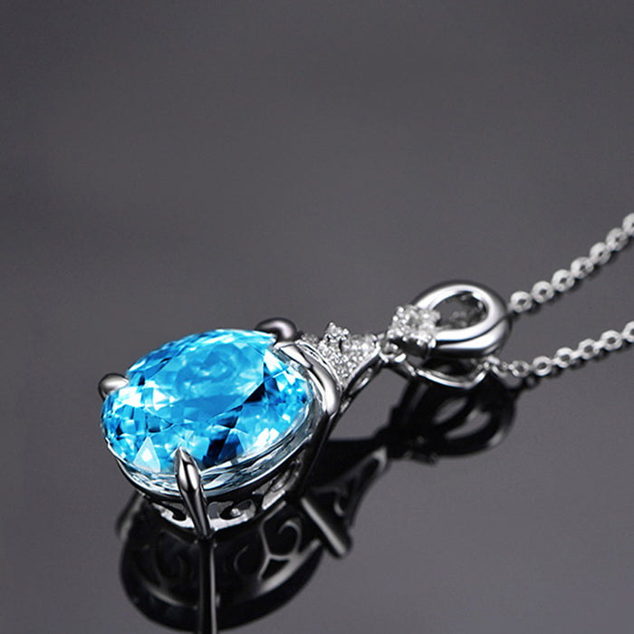 Wholesale Carat Natural Sea Blue Diamond Pendant Necklace Color Gem Hot Pendant