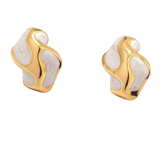 Wholesale New Fashionable Irregular Drip Oil Earrings Titanium Steel Plated Stainless Steel Earrings Wholesale