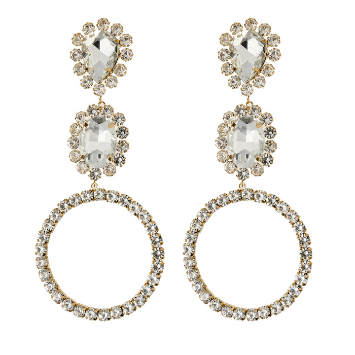 Wholesale Trendy exaggerated pendant, round long earrings, personalized diamond studded earrings wholesale