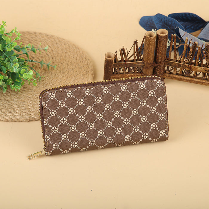 Wholesale Stylish Print PU Long Wallet Fashion Zip Around Clutch Trendy Everyday Handbag MOQ≥3
