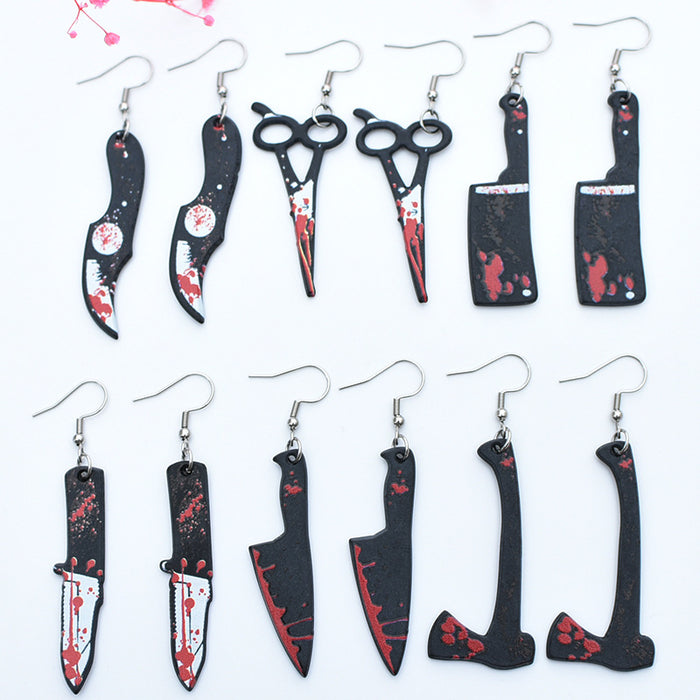 Wholesale Halloween sword knife scissors axe dagger stainless steel earrings