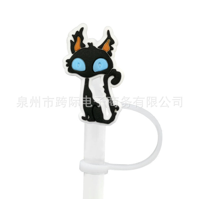 Wholesale Series Straw Cover Straw Cap Silicone Dust Stopper Cute Anime Party Straw Decoration