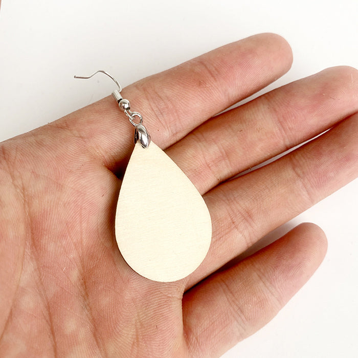 Wholesale Summer Waves Wooden Earrings Imitation Marble Printing Bohemian Lightweight Earrings