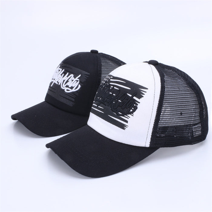 Wholesale Embroidered baseball cap, summer color blocked mesh cap, men's and women's outdoor casual fishing duckbill cap