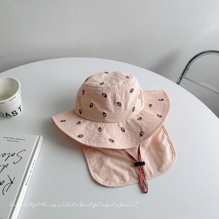 Wholesale Quick drying thin children's sunshade hat for travel, baby big brim neck protection, sun protection fisherman hat