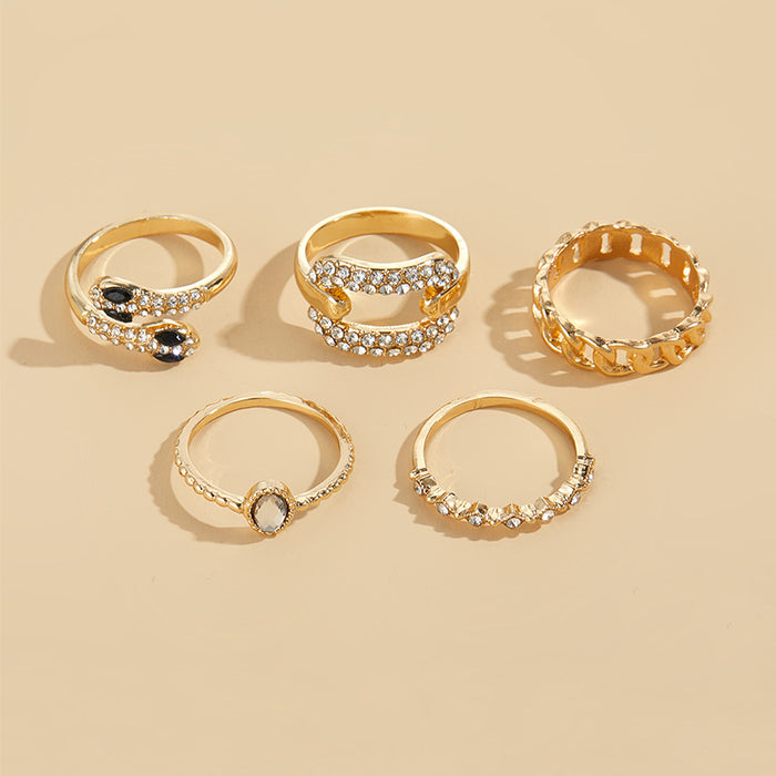 Wholesale Personalized jewelry ring set, niche and exaggerated snake shaped alloy ring, wholesale for women