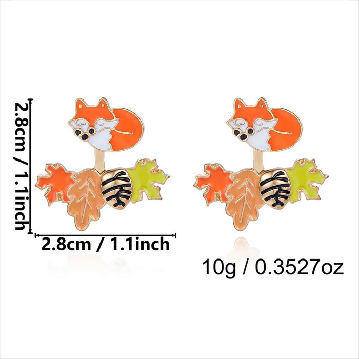 Wholesale Zinc Alloy Drop Earrings with Maple Leaf and Fox Design