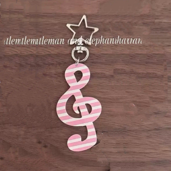 Wholesale Sweet polka dot striped star musical note keychain