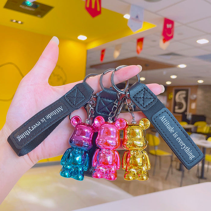 Wholesale Electroplating  bear schoolbag pendant small gift keychain accessories car key chain net red envelope bag ornaments