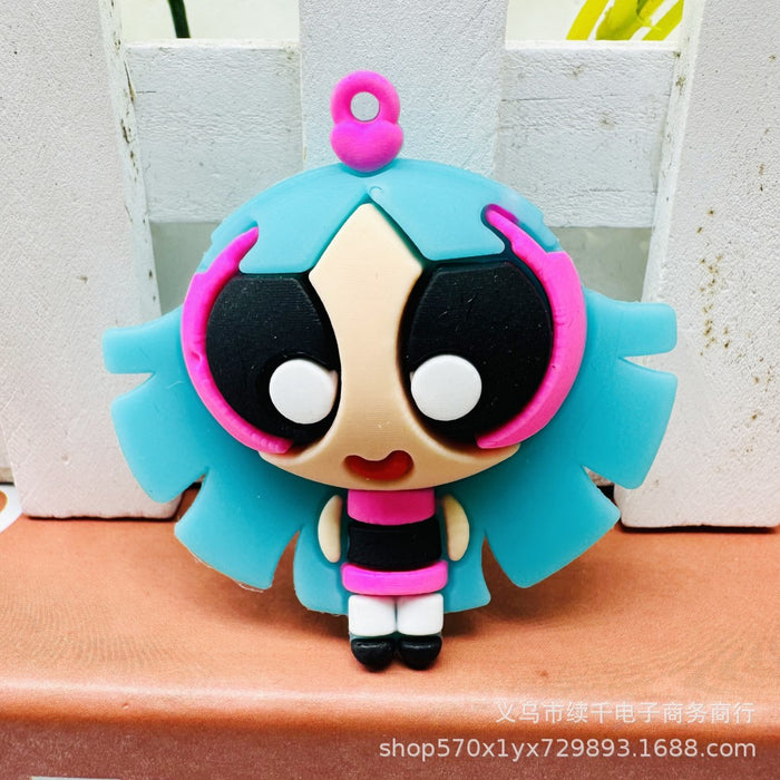 Wholesale 10pcs Cartoon keychain blind box car keychain DIY soft rubber