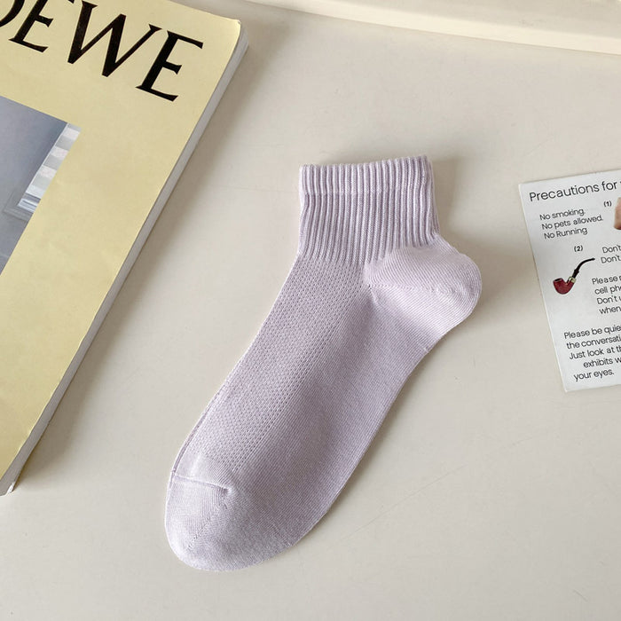 Wholesale Cotton new mesh breathable short tube socks, thin version, college style boat socks