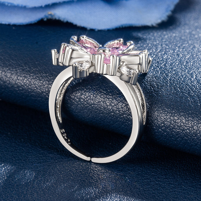 Wholesale Pink exaggerated ring flower ring for women