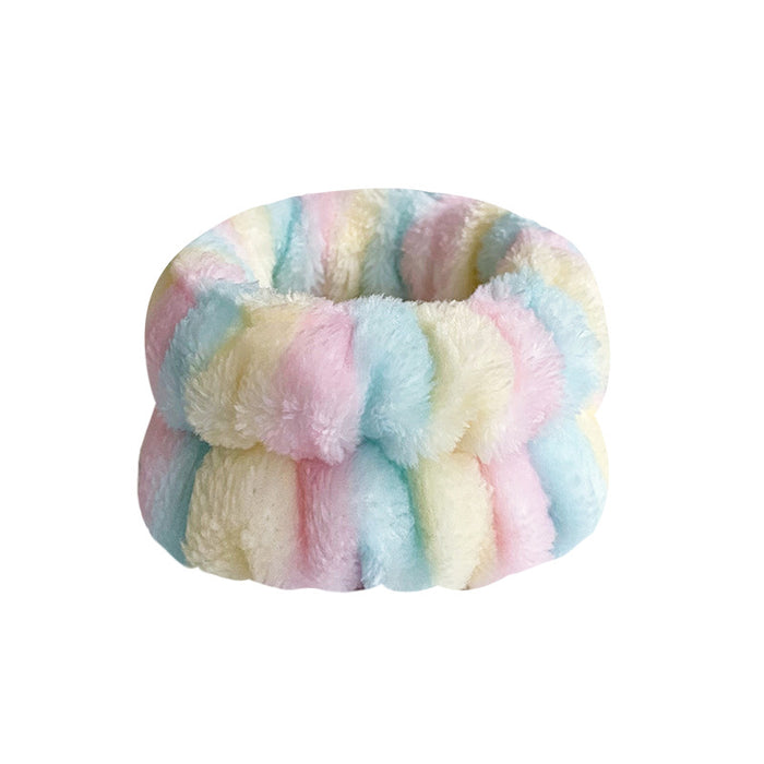 Wholesale Solid Color Plush Wristband Women' s Face Wash Wrist Waterproof Headb Flannel Sweat Wipe Bracelet