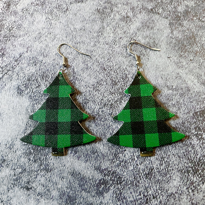 Wholesale Christmas earrings leather Christmas Tree Holiday earrings