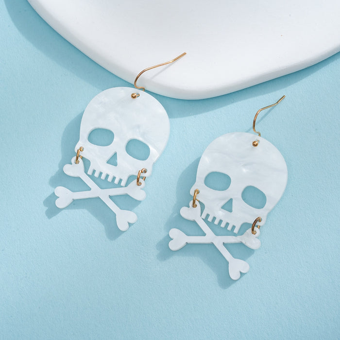 Wholesale Funny Explosive Head Skull Print Earrings Acrylic