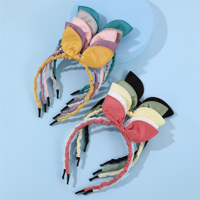 Wholesale Fabric Floral Rabbit Ears Bow Headband JDC-HD-YueS002