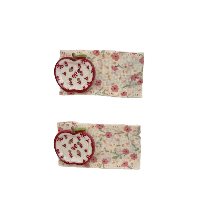 Wholesale New handmade fabric floral hair clip, cute apple cherry floral hair clip, versatile plaid hair accessory