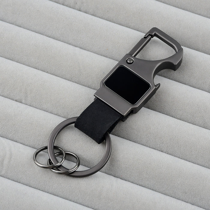 Wholesale Leather keychain multifunctional creative car keychain laser engraved metal pendant