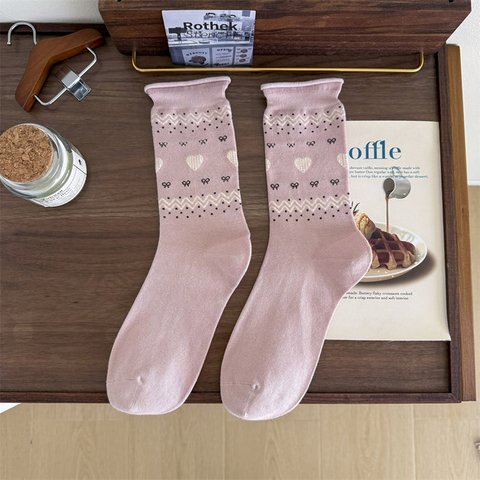 Wholesale Sweet mid tube socks, cute pile socks for wearing on the outside