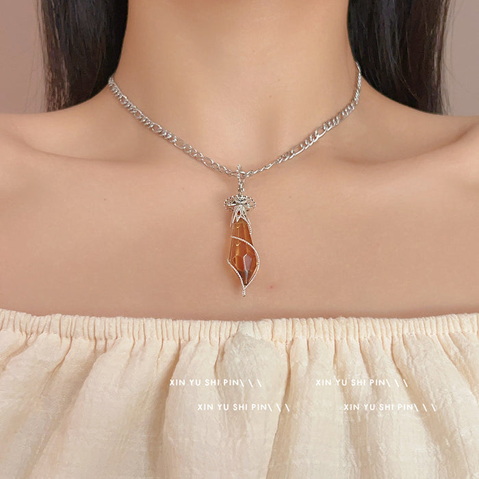 Wholesale Yellow Crystal Spirit Pendant Necklace