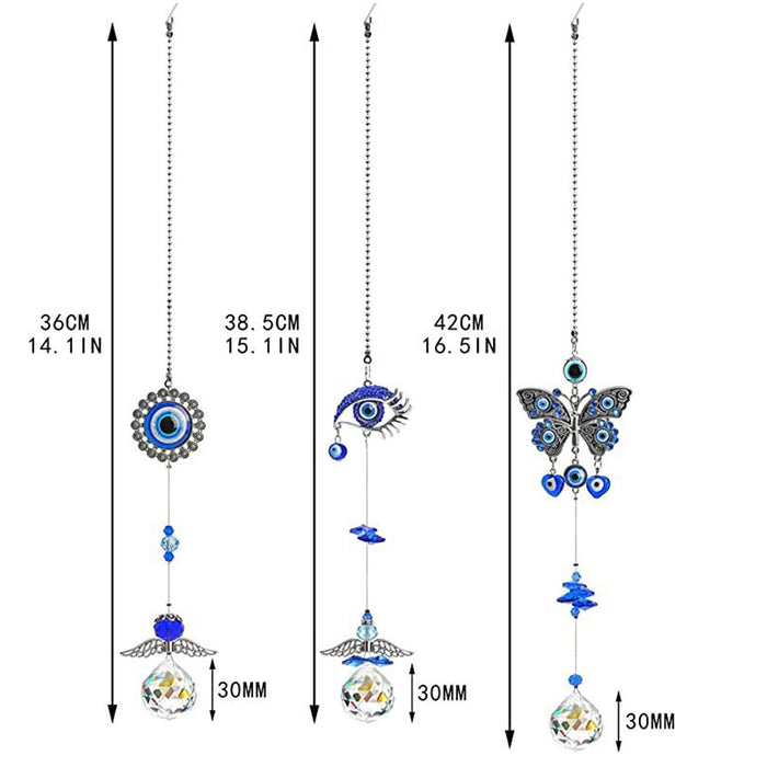 Wholesale Devil's Eye Crystal Sun Shop Dream Blue Eyes Diamond Mirror Ball Pendant Decorative Rearview Mirror