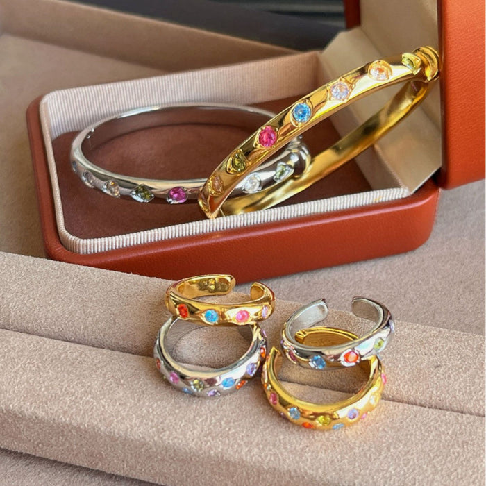 Wholesale Retro Colorful Dopamine Bracelet Rings set