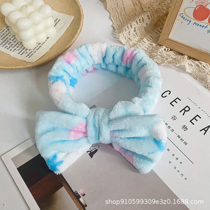 Wholesale Leopard Print Polka Dot Striped Bow Headband Women' s Face Wash Sports Headband Coral Velvet Hair Accessories