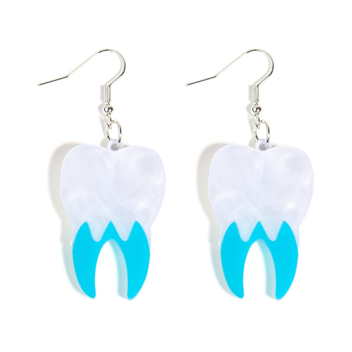 Wholesale Acrylic Halloween Colorful Stitching Teeth Earrings JDC-ES-Zhanh003