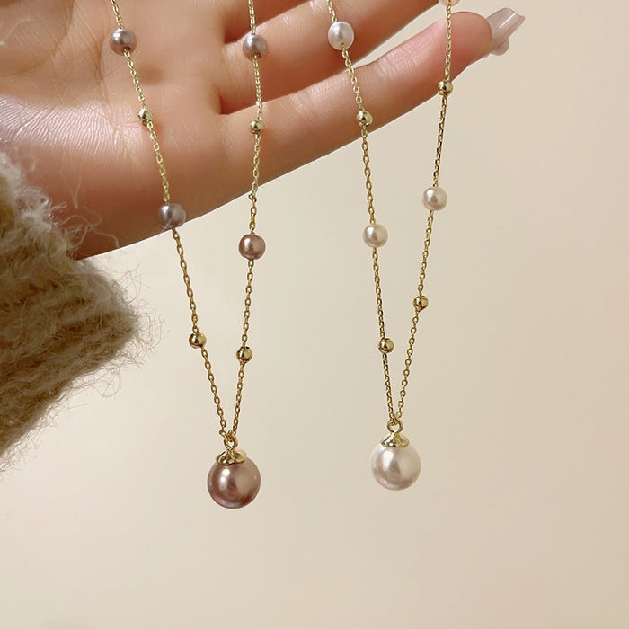 Wholesale Pearl necklace, light luxury, high-end sweater chain, fashionable and simple temperament, internet famous collarbone chain