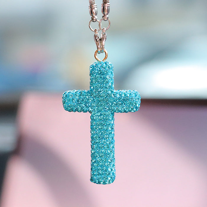 Wholesale Simple Black Rhinestone Cross Car Hanging Ornament Interior Decoration Gift