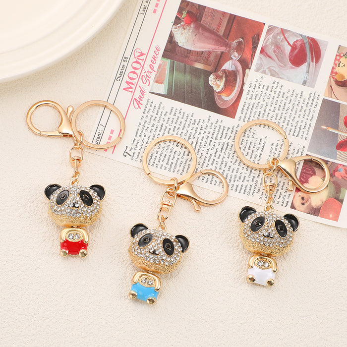 Wholesale Diamond encrusted teddy bear car key pendant, cute and exquisite small gift, women's handbag chain pendant, keychain ring