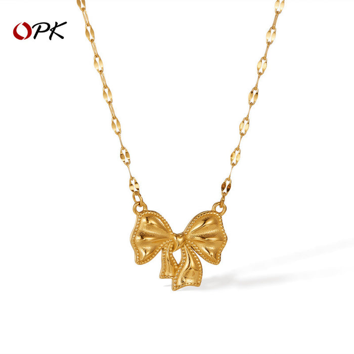 Wholesale Stainless steel niche fashion temperament butterfly bow titanium steel lock chain
