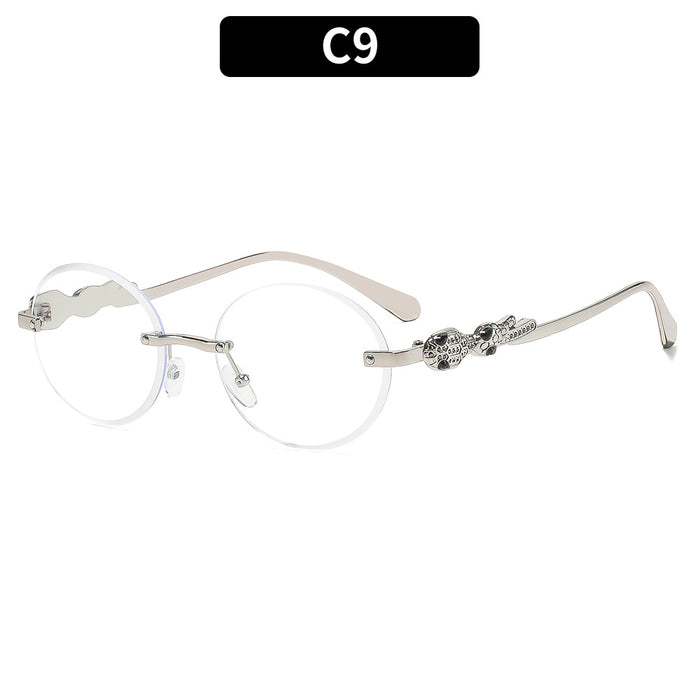 Wholesale Oval Frameless Retro Hip Hop Sunglasses for Travel Outdoor Trendy