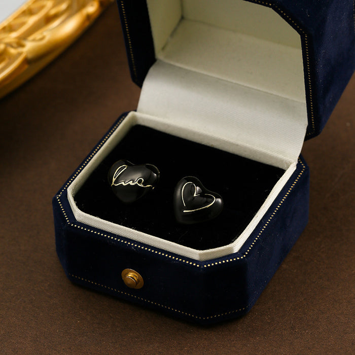 Wholesale Simple letter earrings with oil dripping, light luxury, niche design, high-end commuting, asymmetrical earrings