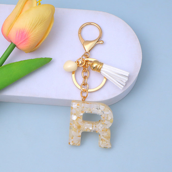 Wholesale New Gold Foil Drop Glue Letter Pendant Keychain Girl Bag Pendant Girlfriend Gift