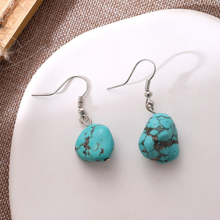 Wholesale Turquoise Alloy Feather Earrings JDC-ES-YiTian008