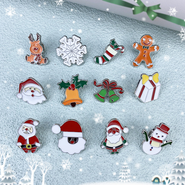 Wholesale Christmas Santa Reindeer Snowman Alloy Brooch Pin Chic Holiday Fashion Accessory MOQ≥2